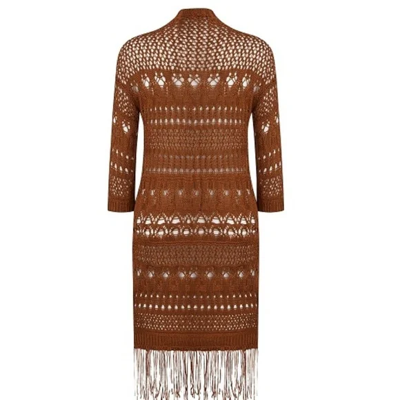 ANTHOLOGY TASSEL LONG CARDIGAN - BROWN SIZE 8/10 (NEW WITH TAGS) A17 - Picture 2 of 4